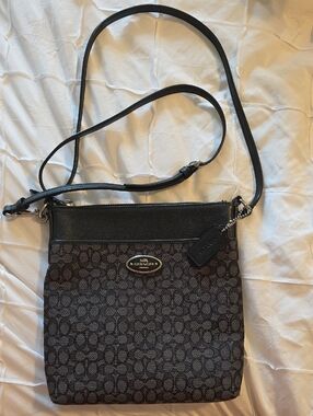 Coach Brown and Black Signature Jacquard Crossbody Bag